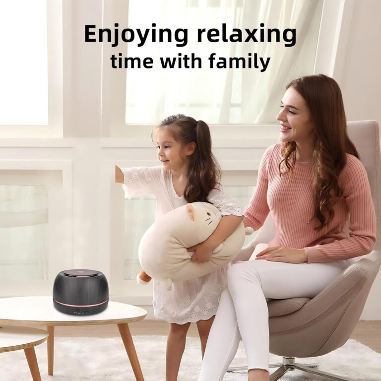 WP-158 dark wood aroma diffuser scenting a living room while the family relaxes