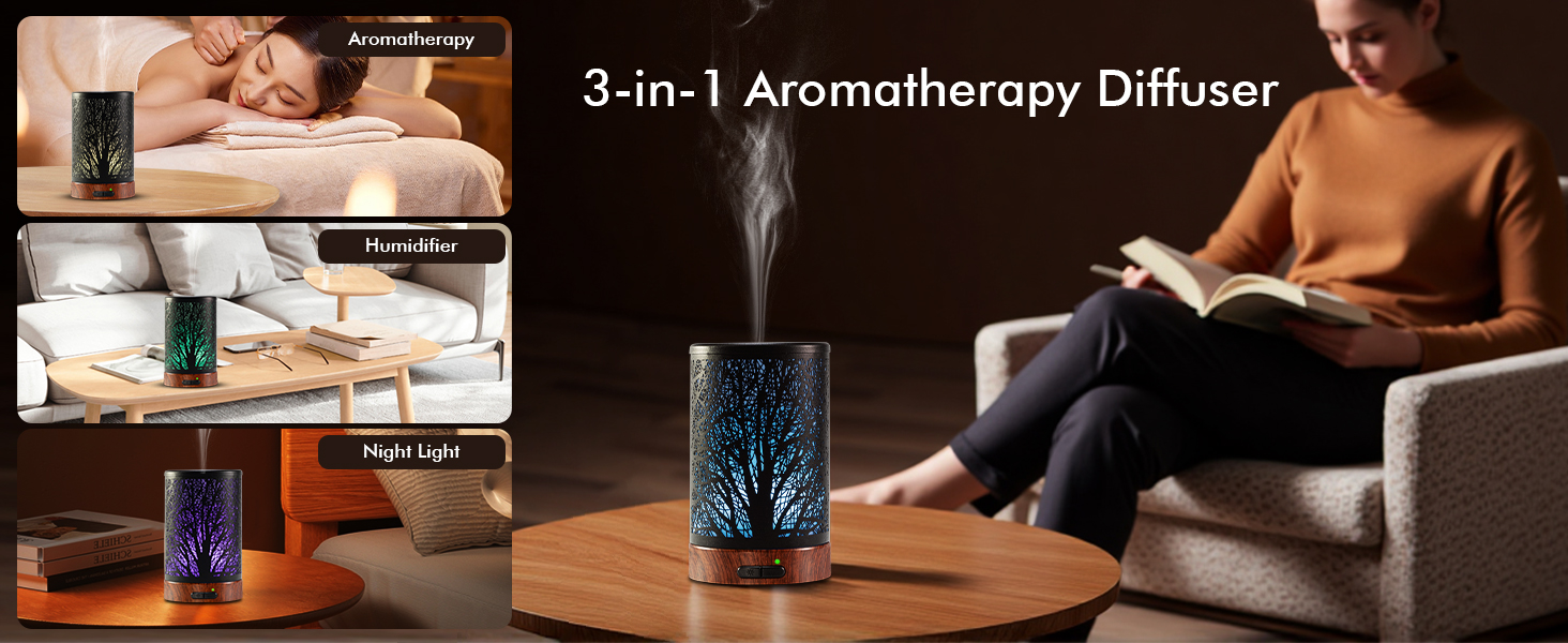 WP-188 3-in-1 aromatherapy diffuser - aromatherapy diffuser, cool mist humidifier and night light