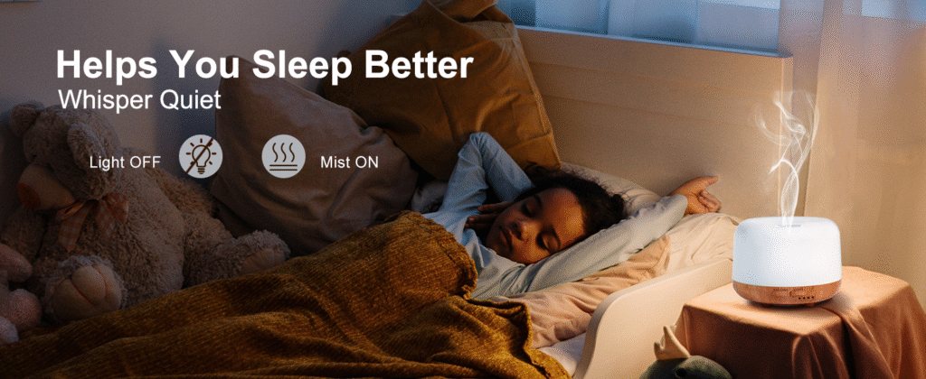 WP-117 helps you sleep better with quiet operation plus light-off and mist-off modes
