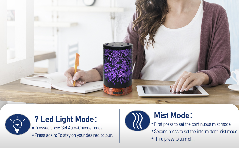 WP-188 seven LED light modes and mist modes - continuous, intermittent or off