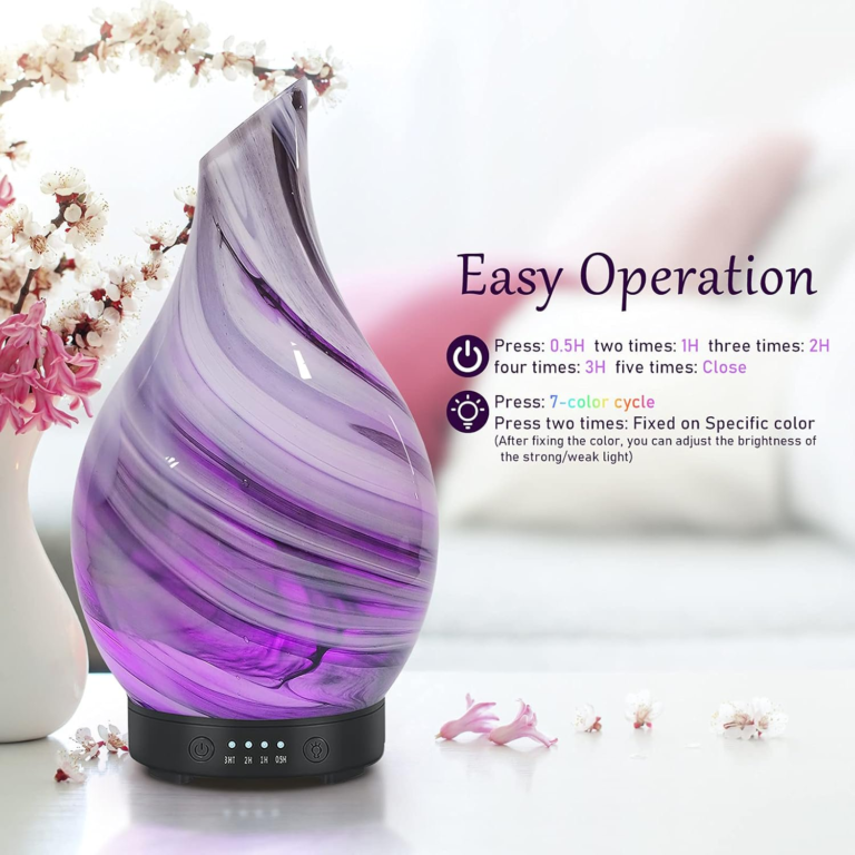 WP-167 easy operation - press the mist button for 0.5H, 1H, 2H or 3H and the light button for seven colours