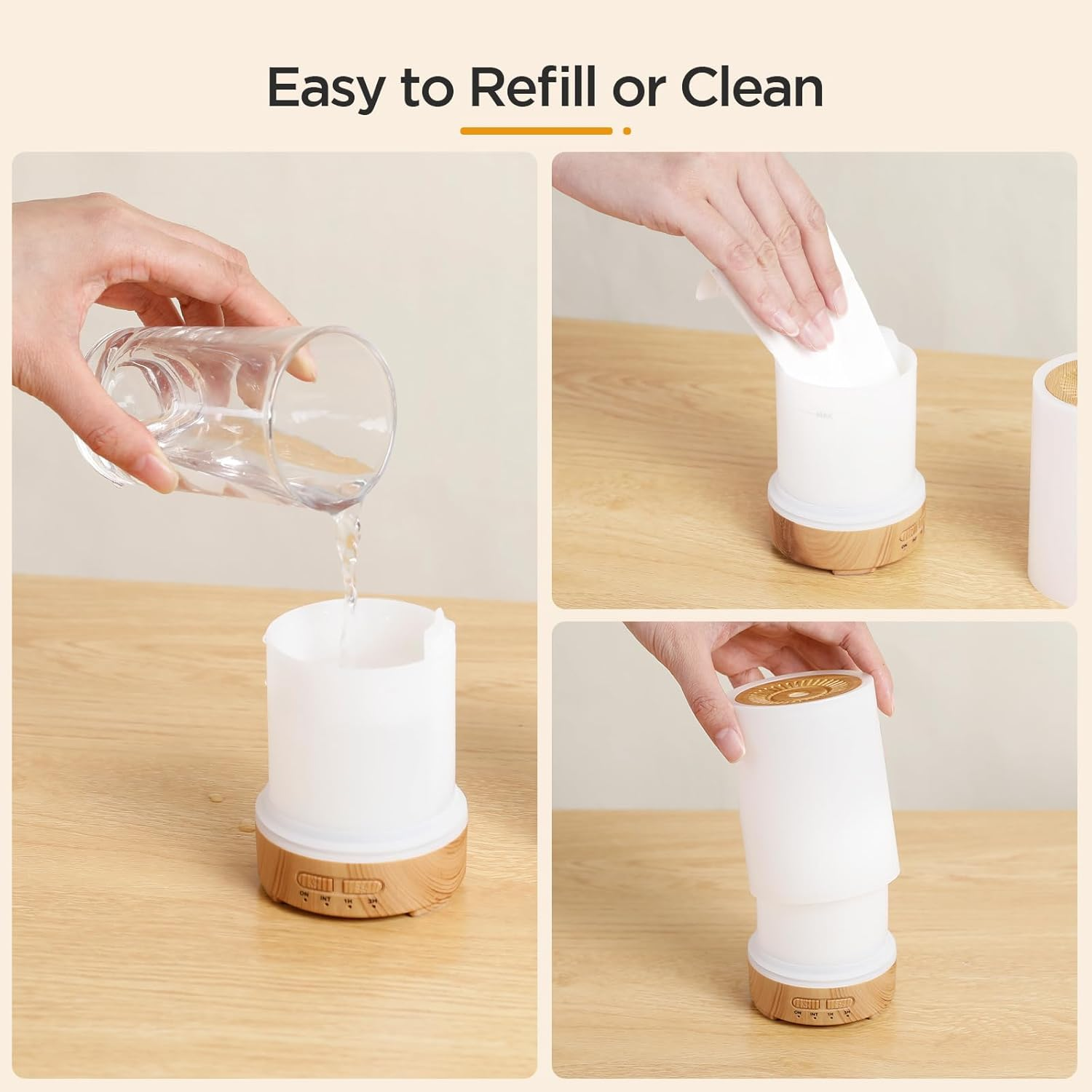WP-033 150ml aroma diffuser with a detachable tank for easy refilling and cleaning
