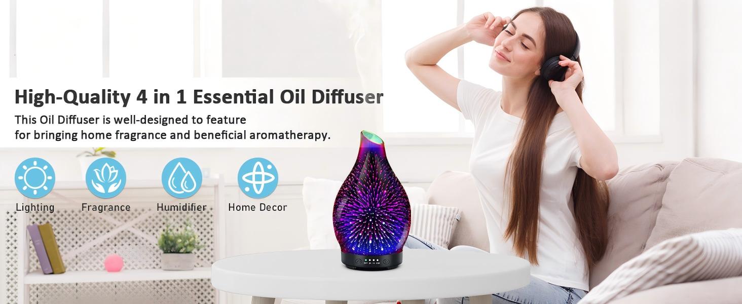 WP-167 high-quality 4-in-1 essential oil diffuser - fine mist, strong power, effective diffusion and home decor