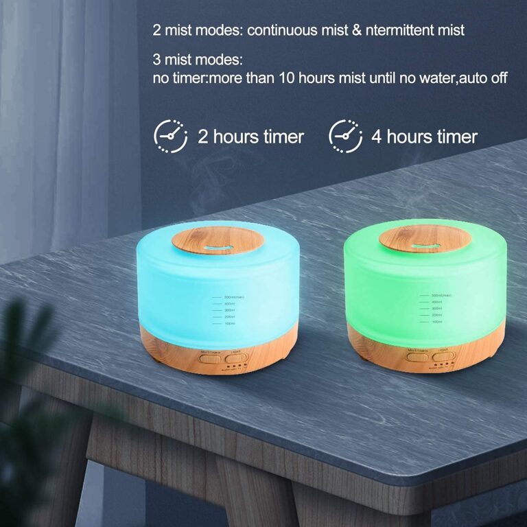 500ml Smart Bluetooth diffuser mist modes - continuous or intermittent mist with 2 hour and 4 hour timers