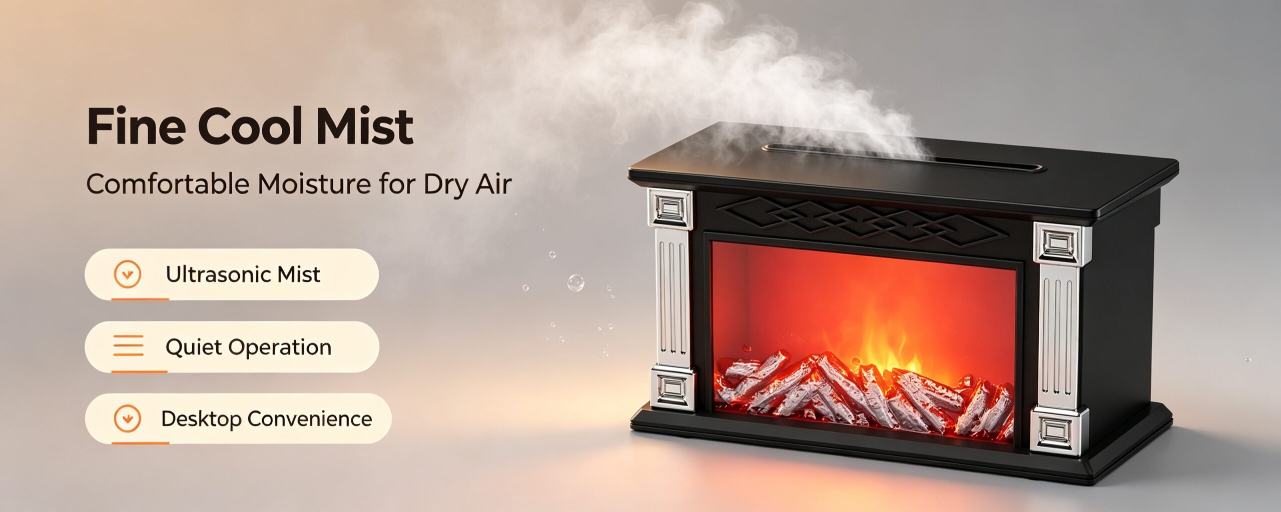WP-198 fine cool mist with ultrasonic atomiser, quiet operation and desktop convenience