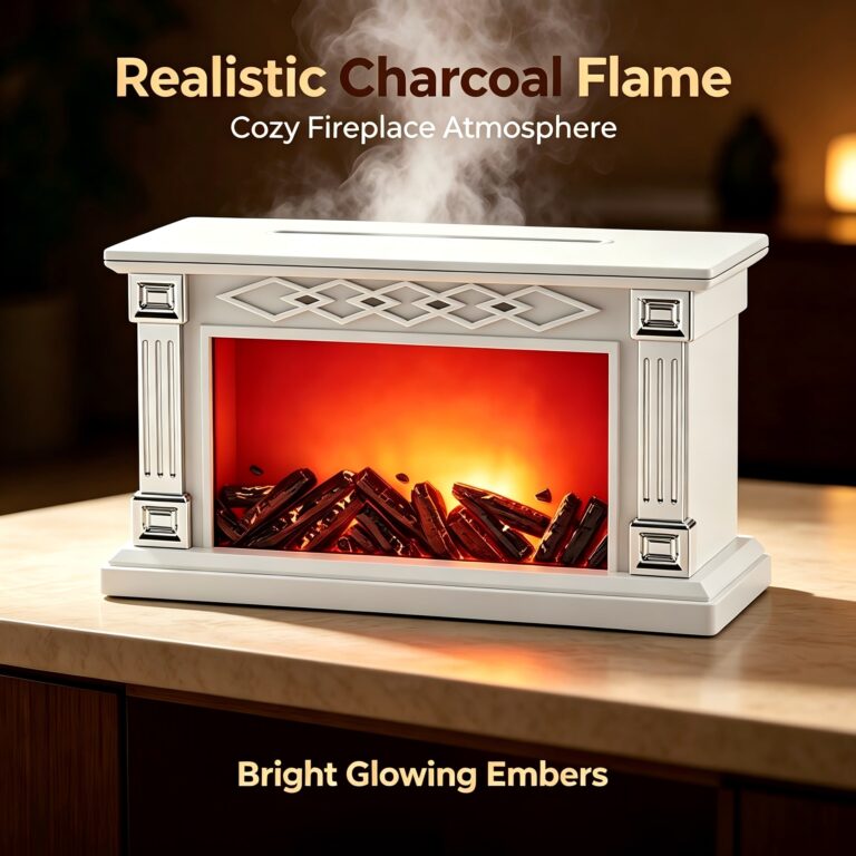 WP-198 realistic charcoal flame with bright glowing embers for a cozy fireplace atmosphere