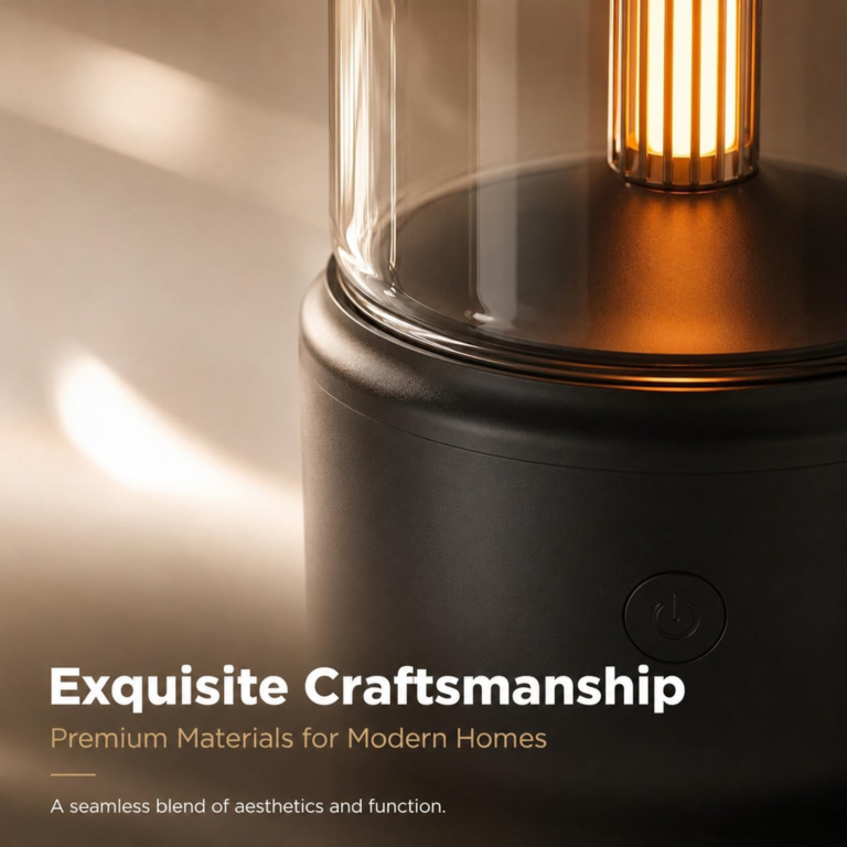 WP-702 close-up of the glass dome and candle flame light showing premium craftsmanship