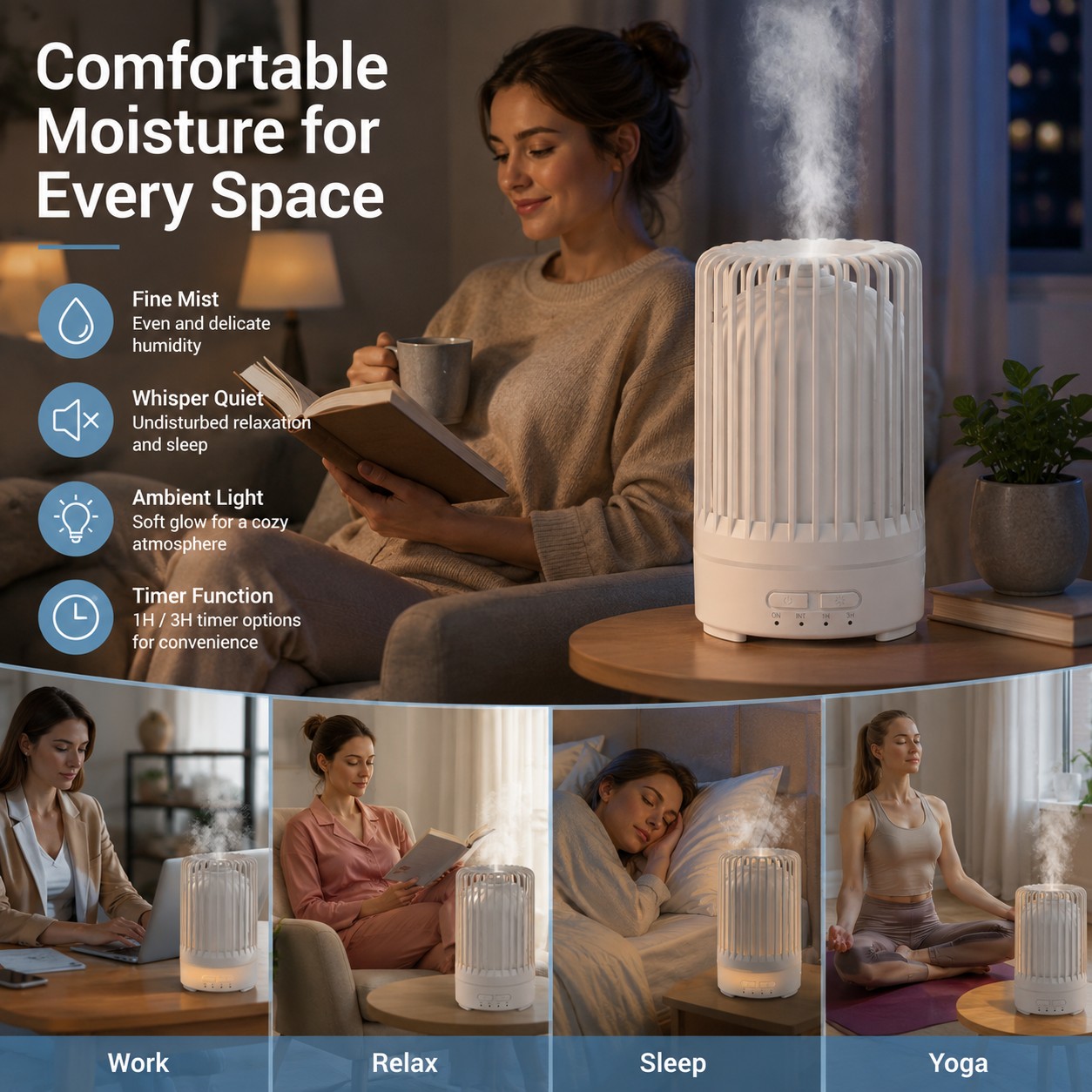 WP-033B birdcage aroma diffuser bringing comfortable moisture to every space, from work and relax to sleep and yoga