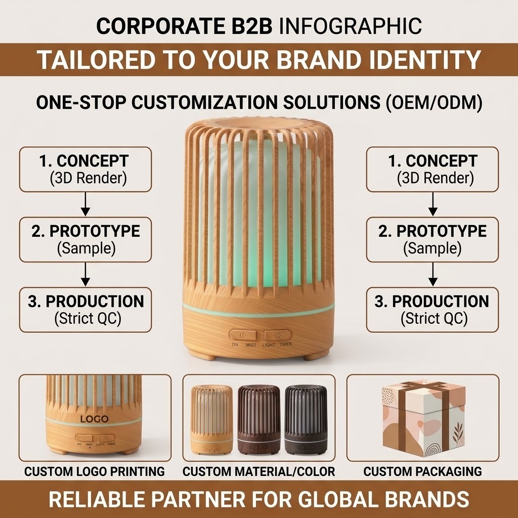 WP-033B birdcage aroma diffuser OEM ODM one-stop customisation: logo printing, material colour and packaging