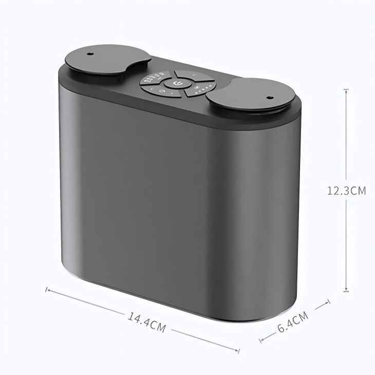 WP-A012 waterless aroma diffuser dimensions - 14.4cm wide, 12.3cm high and 6.4cm deep