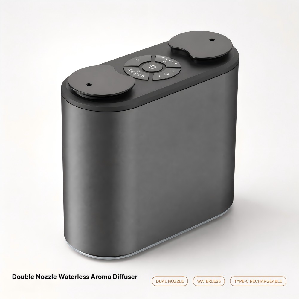 WP-A012 double nozzle waterless aroma diffuser with dual nozzles and a Type-C rechargeable design