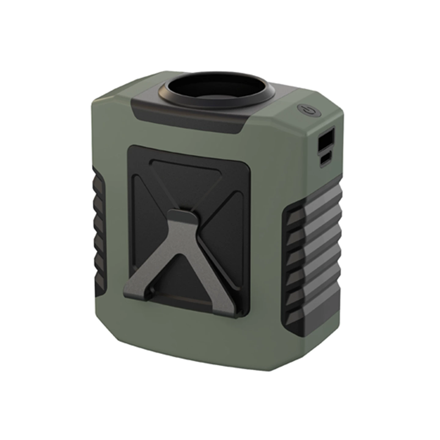 DQ267 waist-mounted fan with 8000mAh power bank and flashlight in army green